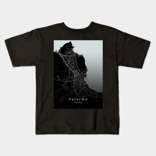 Palermo Italy City Map dark Kids T-Shirt